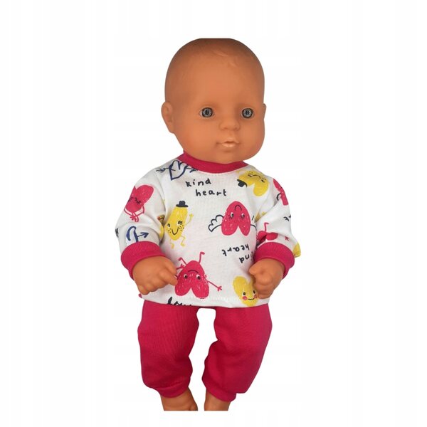 Dreiteiliges Kleid für 30-cm-Puppe aus hochwertigem Baumwollstoff