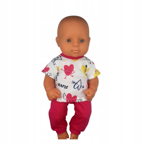 Dreiteiliges Kleid für 30-cm-Puppe aus hochwertigem Baumwollstoff