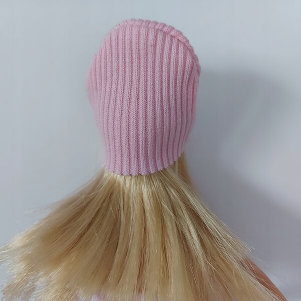 Cappellino rosa per bambola da 30 cm in tessuto elastico - Made in Poland