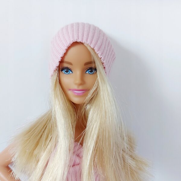 Cappellino rosa per bambola da 30 cm in tessuto elastico - Made in Poland