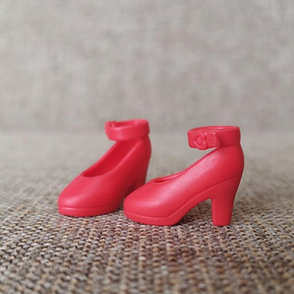 Scarpe in plastica rosse per bambole 1/6 BJD con tacco alto, moda doll