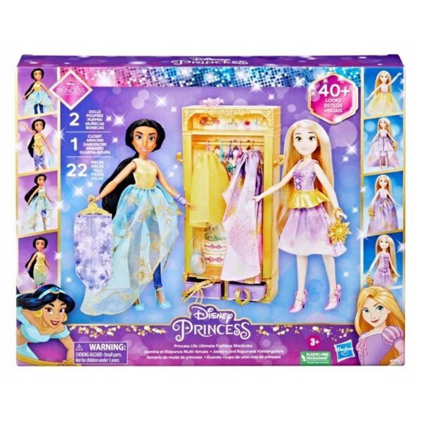 Disney Jasmine und Rapunzel Puppen mit Kleiderschrank und Kleidung – Modegarderobe