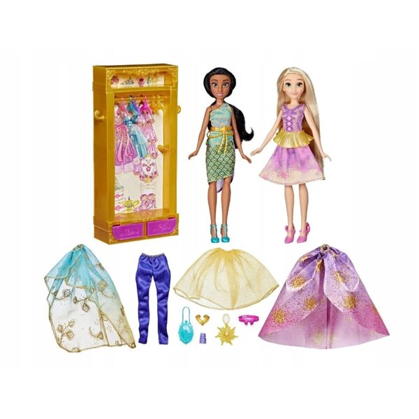 Disney Jasmine und Rapunzel Puppen mit Kleiderschrank und Kleidung – Modegarderobe