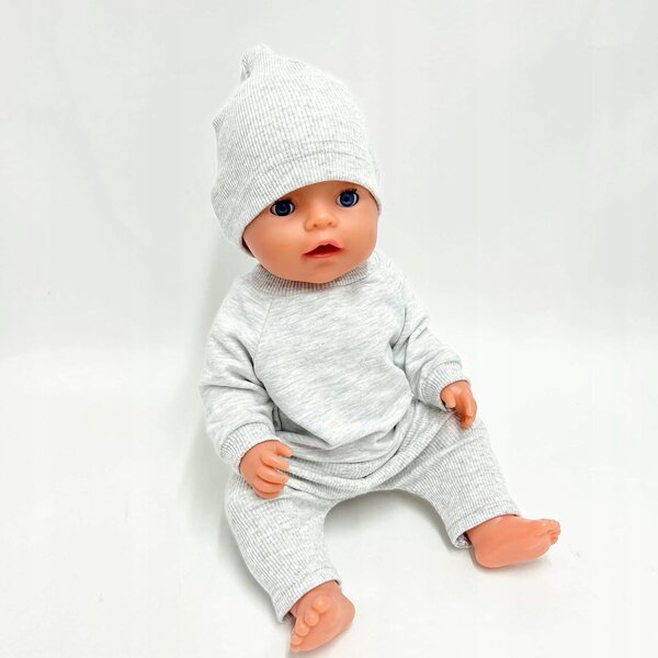 Graue Dresowa Bluza für Baby Born 43 cm Puppe aus hochwertiger Baumwolle