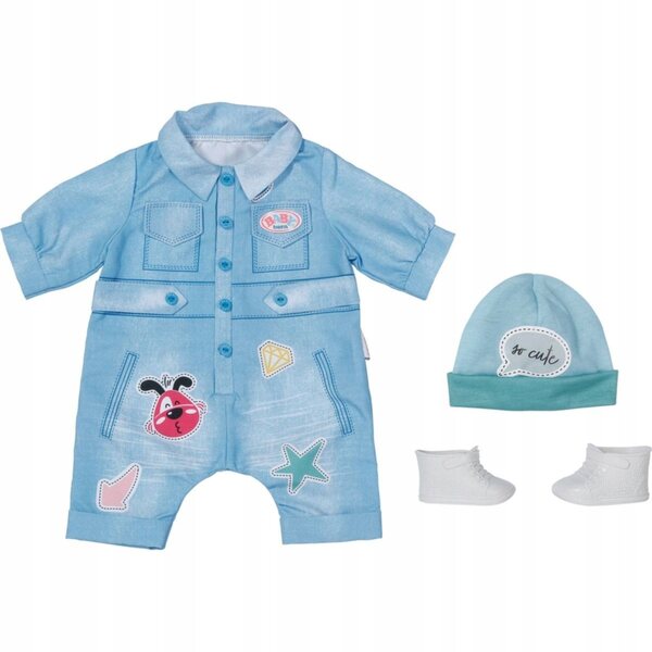 Kombinezon jeansowy Baby Born Deluxe 43 cm con cappello e scarpe abbinate
