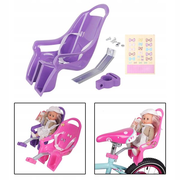 Fotelik für Kinderfahrradpuppen mit lila DIY-Dekorationsaufklebern
