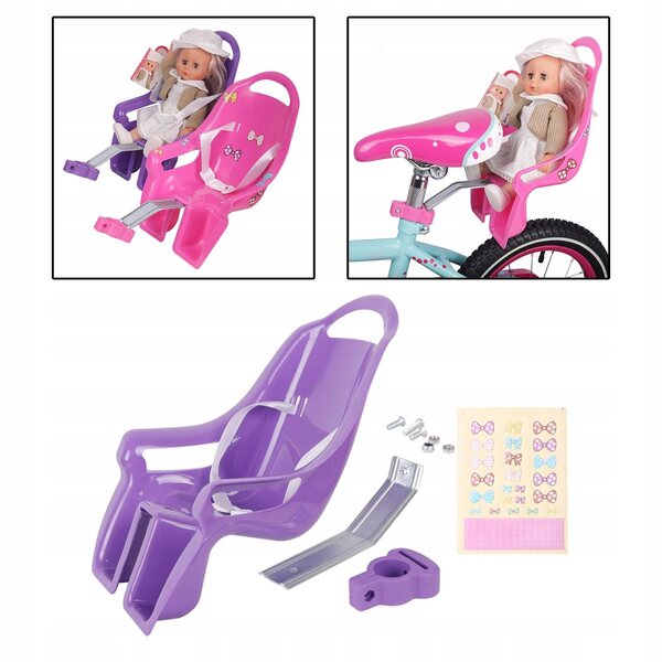 Fotelik für Kinderfahrradpuppen mit lila DIY-Dekorationsaufklebern