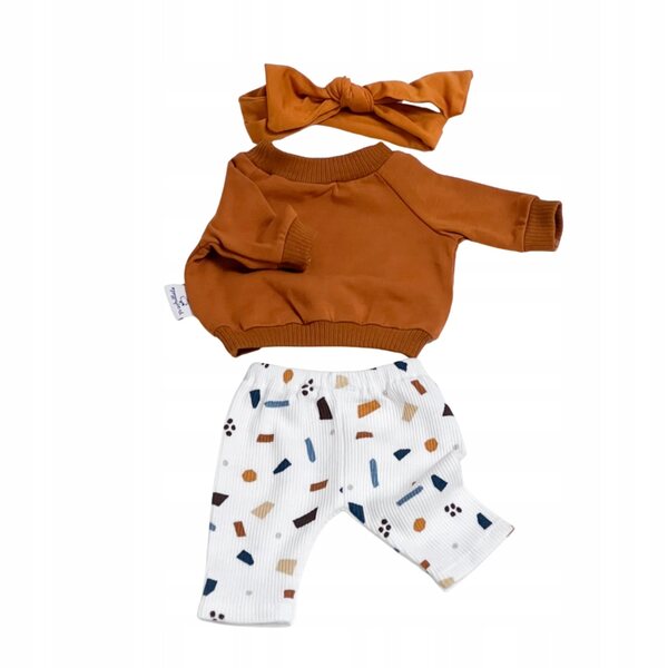 3-teiliges Bekleidungsset für Miniland 38 cm Puppe mit Sweatshirt, Leggings und Stirnband