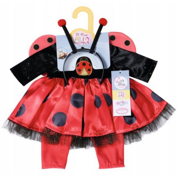 Costume Lady Bug per Bambola 43 cm con Ali, Leggings e Fascia per Capelli