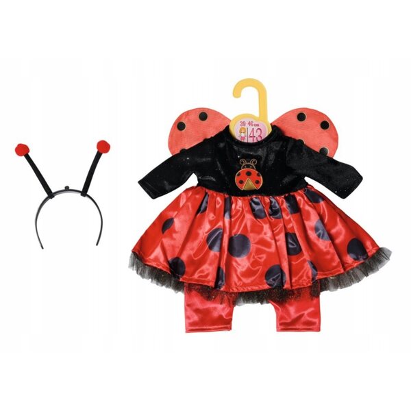 Costume Lady Bug per Bambola 43 cm con Ali, Leggings e Fascia per Capelli