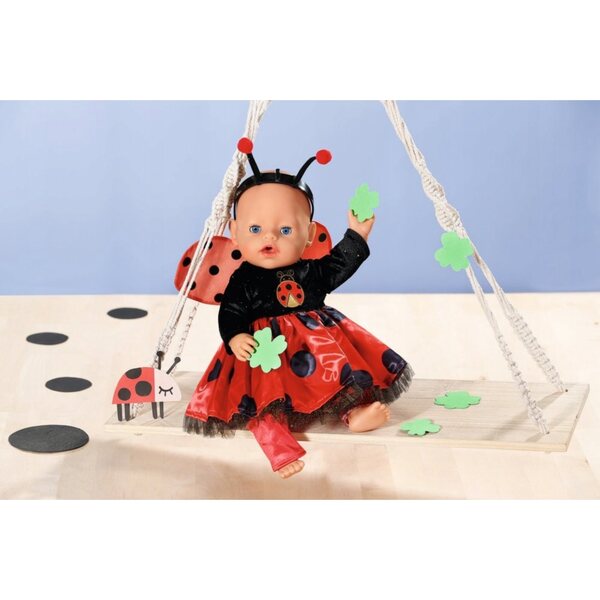 Costume Lady Bug per Bambola 43 cm con Ali, Leggings e Fascia per Capelli