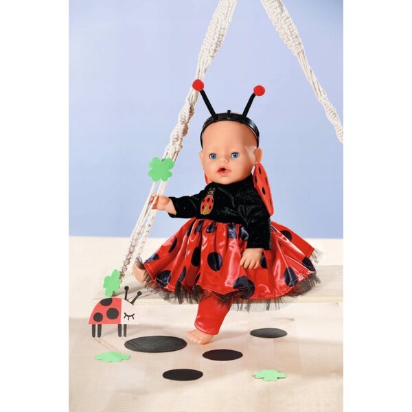 Costume Lady Bug per Bambola 43 cm con Ali, Leggings e Fascia per Capelli