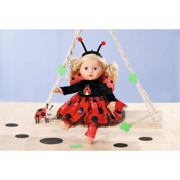 Costume Lady Bug per Bambola 43 cm con Ali, Leggings e Fascia per Capelli