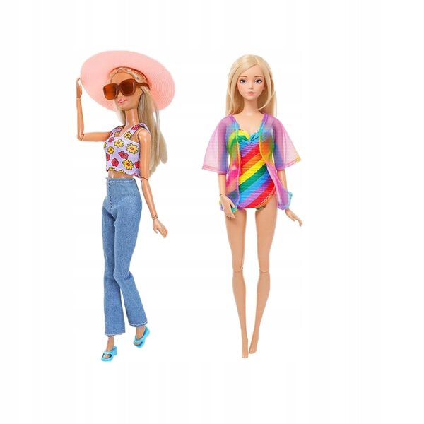 Set di vestiti estivi e accessori per bambole con costume da sirena e abiti da spiaggia
