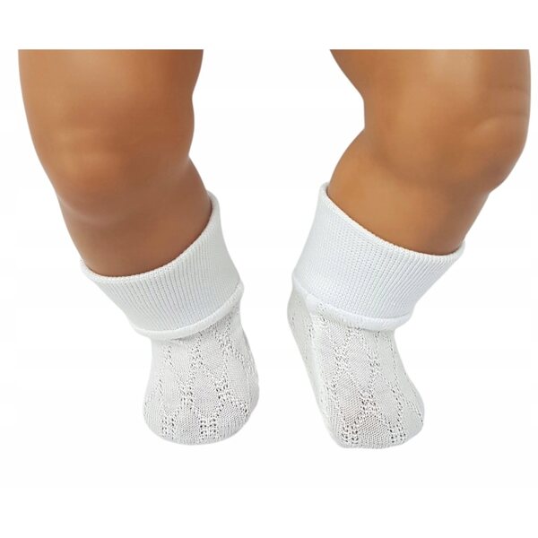 Schöne weiße durchbrochene Socken für 40-45 cm große Puppen, Baumwolle und Lycra