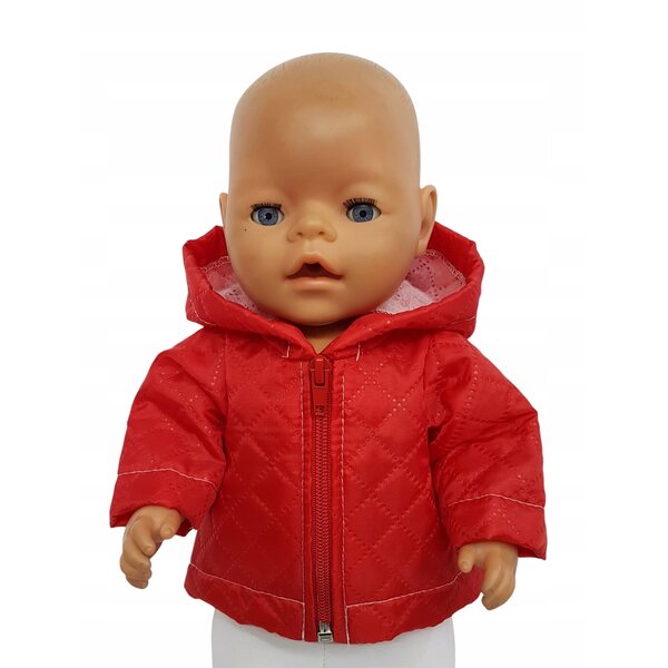 Giacca trapuntata rossa per bambola 40-44 cm, vestiti fatti a mano per Baby Born