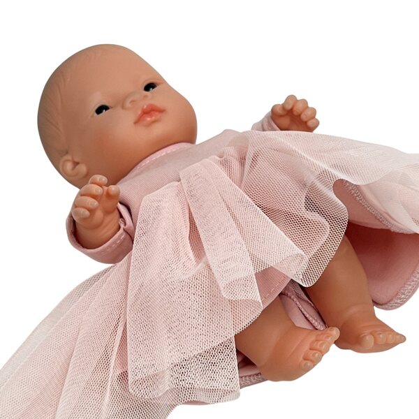 Tüllkleid für Miniland 21 cm Puppe, pfirsichfarben, elegant und weich