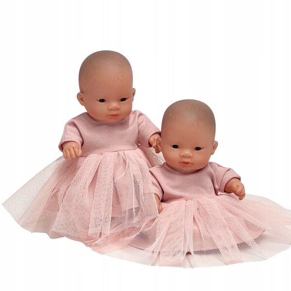 Tüllkleid für Miniland 21 cm Puppe, pfirsichfarben, elegant und weich