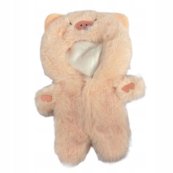 Plüschkleidung für 20-cm-Puppen mit abnehmbarem Schwein: bunt und weich