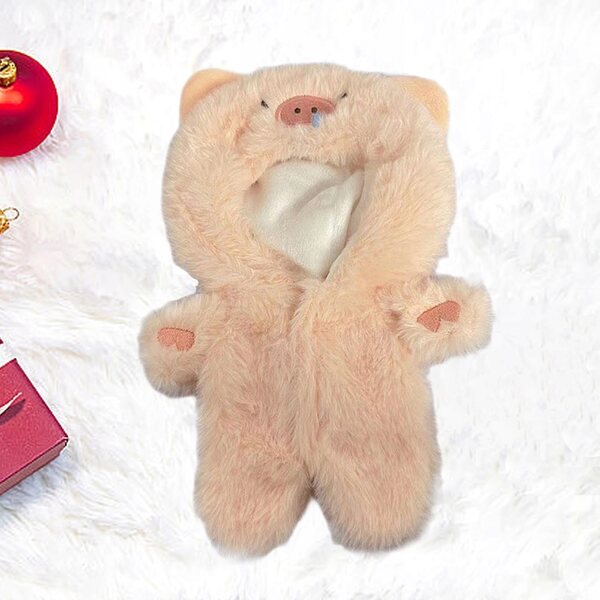 Plüschkleidung für 20-cm-Puppen mit abnehmbarem Schwein: bunt und weich