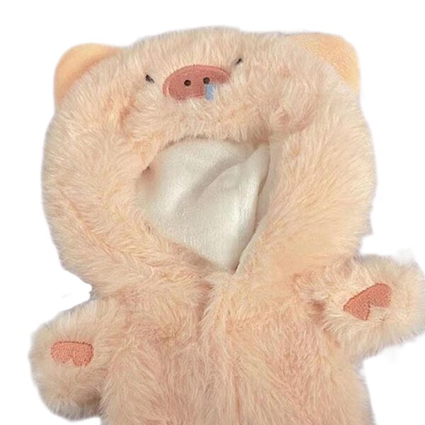 Plüschkleidung für 20-cm-Puppen mit abnehmbarem Schwein: bunt und weich