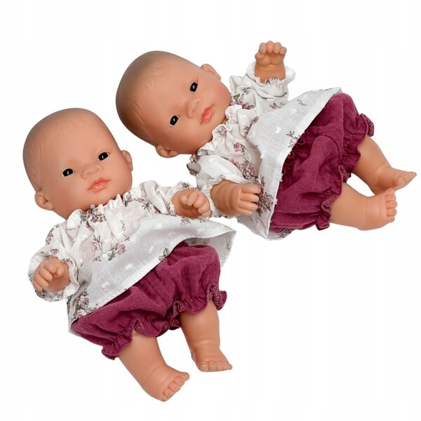 Bekleidungsset für Miniland-Puppen, 21 cm, lila Tunika und Pumphose