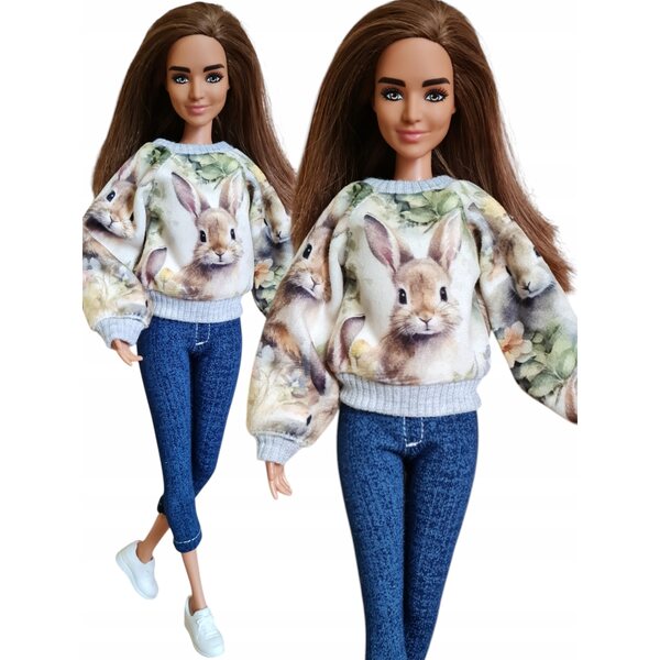 Bekleidungsset für Modellpuppe: Sweatshirt und 3/4-Hose aus Mischgewebe