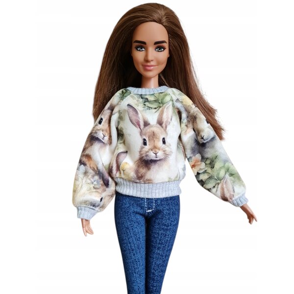 Bekleidungsset für Modellpuppe: Sweatshirt und 3/4-Hose aus Mischgewebe