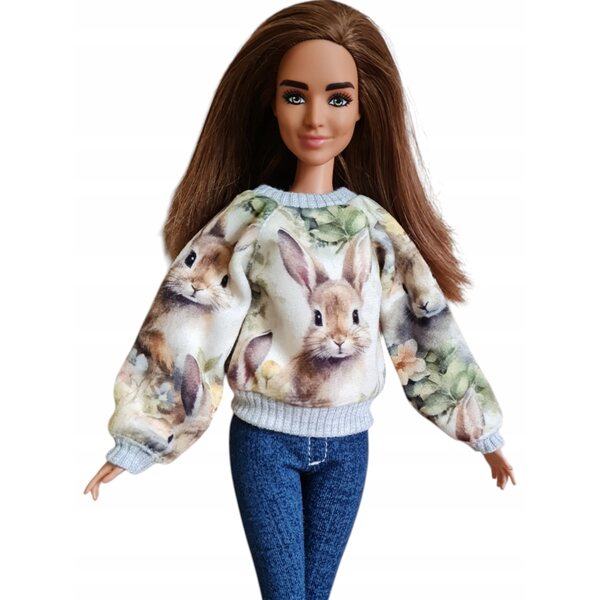 Bekleidungsset für Modellpuppe: Sweatshirt und 3/4-Hose aus Mischgewebe