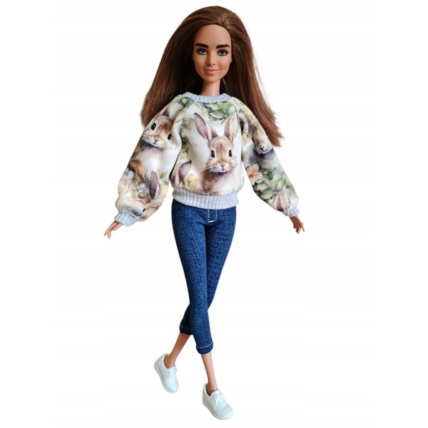 Bekleidungsset für Modellpuppe: Sweatshirt und 3/4-Hose aus Mischgewebe