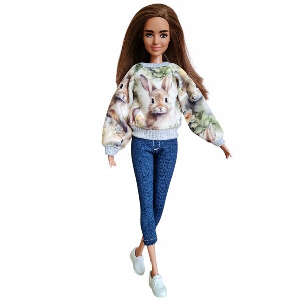 Bekleidungsset für Modellpuppe: Sweatshirt und 3/4-Hose aus Mischgewebe