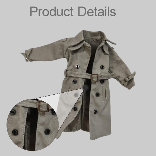 Predolo Giacca Soprabito Miniatura per Action Figure 1/12, Grigio Elegante e Realistico