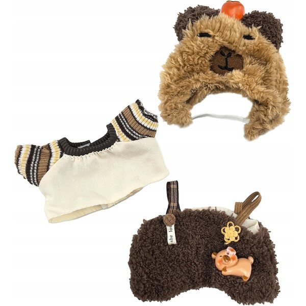 Komplettes Bekleidungsset für 15–17 cm große Puppen mit 3 Artikeln und Zubehör