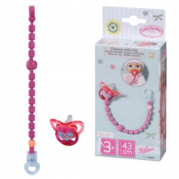 Baby Annabell Smoczek mit Clip und Kette für Puppen, Originalzubehör