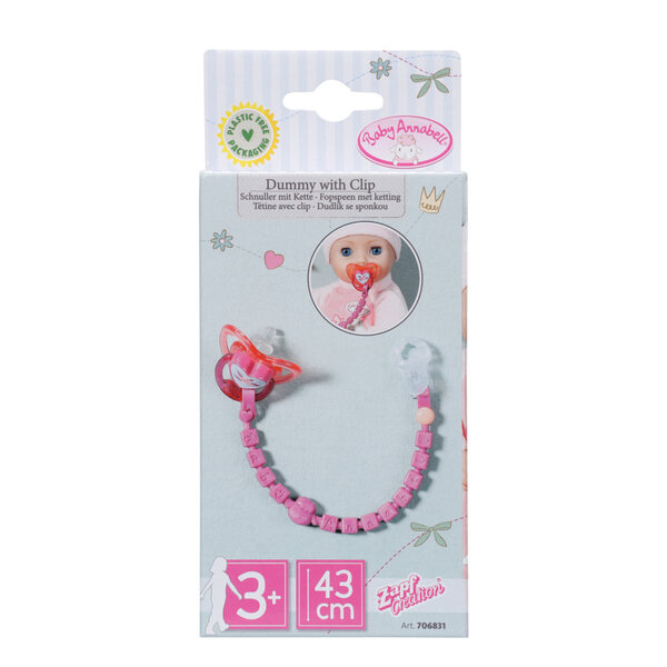 Baby Annabell Smoczek mit Clip und Kette für Puppen, Originalzubehör