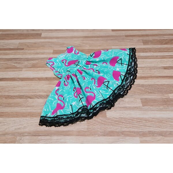 Kleid für Paola Reina 32 cm Puppe mit Spitze und rosa Flamingo-Print