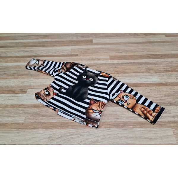 Bluzka für Paola Reina 32 cm Puppe mit Katzenmotiv aus italienischer Baumwolle