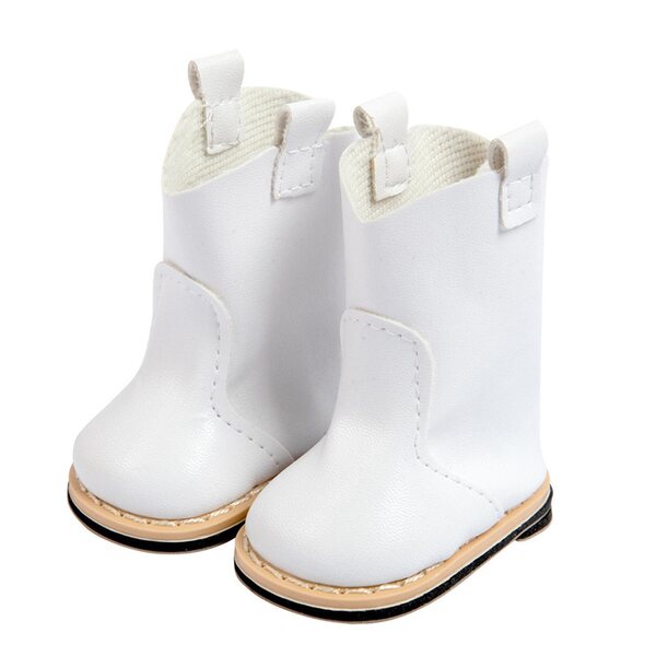 Scarpe da bambola stivaletti bianchi in PU per bambole da 18 pollici - accessorio di moda