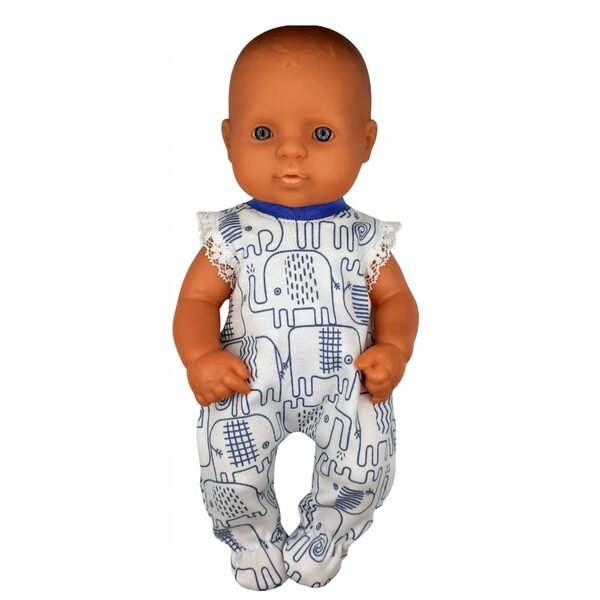 Mädchenkleid mit Elefanten für 30 cm große Puppe aus hochwertiger Baumwolle