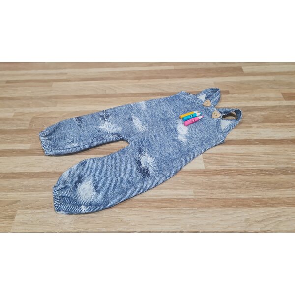 Hosen mit Hosenträgern für Paola Reina 32 cm Puppe aus Jeansstoff
