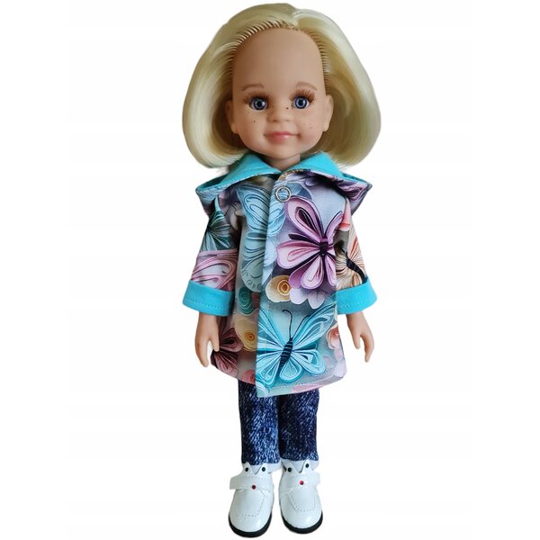 Cappotto per bambola Paola Reina 32 cm con cappuccio e farfalle 3D
