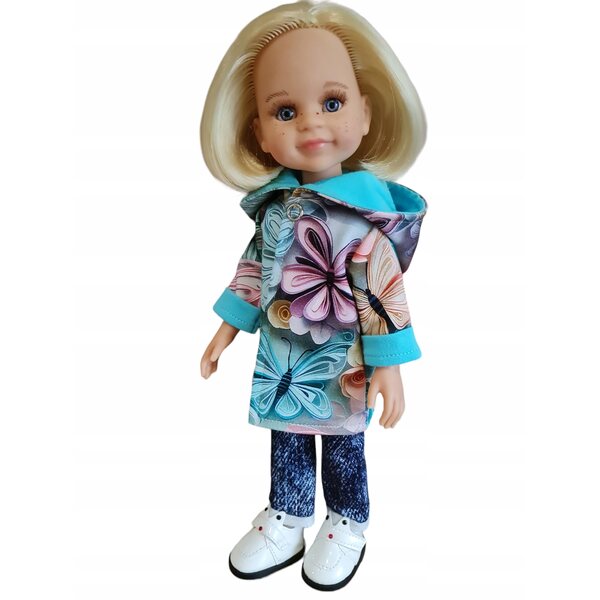 Cappotto per bambola Paola Reina 32 cm con cappuccio e farfalle 3D