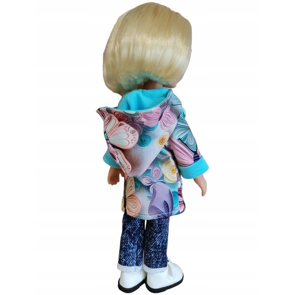Cappotto per bambola Paola Reina 32 cm con cappuccio e farfalle 3D