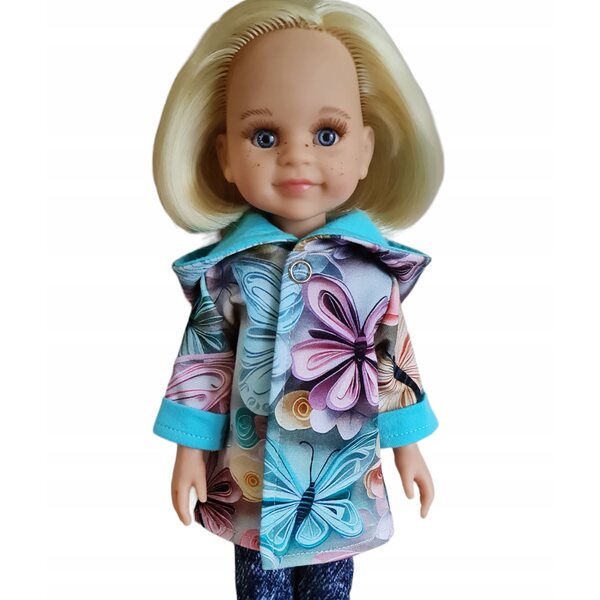 Cappotto per bambola Paola Reina 32 cm con cappuccio e farfalle 3D