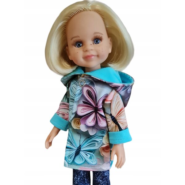 Cappotto per bambola Paola Reina 32 cm con cappuccio e farfalle 3D