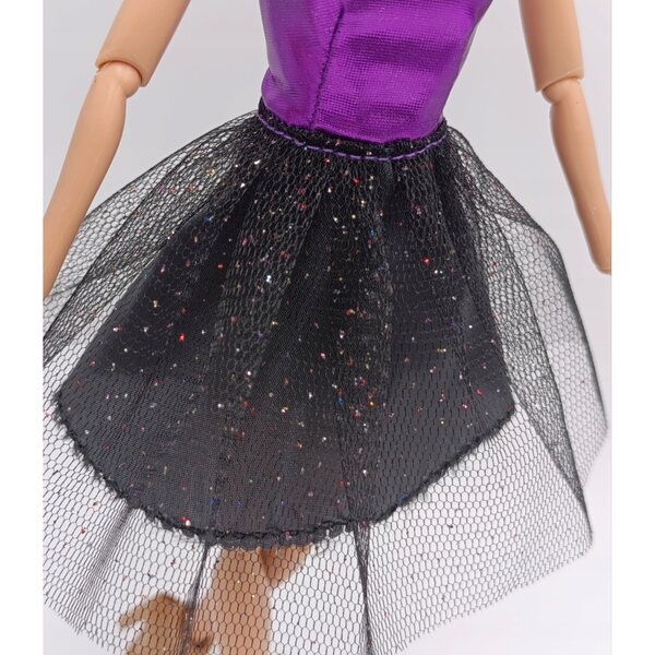 Puppenkleid mit glänzendem Tüllrock und elastischem Oberteil