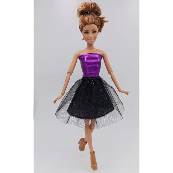 Puppenkleid mit glänzendem Tüllrock und elastischem Oberteil