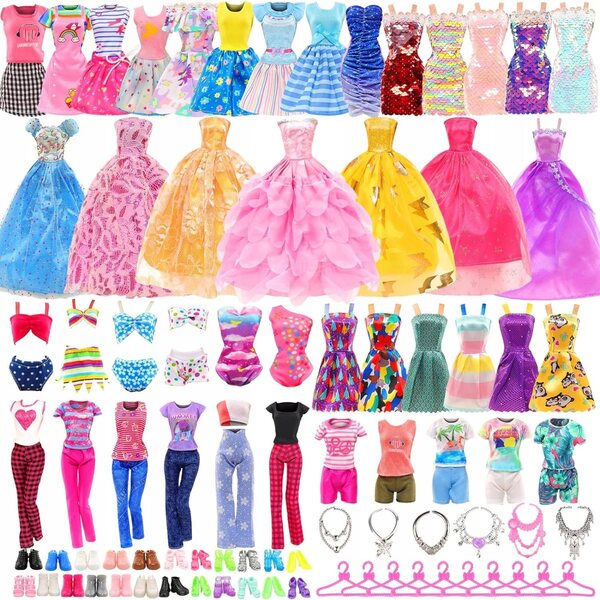 Set XXL di Abiti e Accessori per Bambole Principessa - 51 Pezzi di Alta Qualità