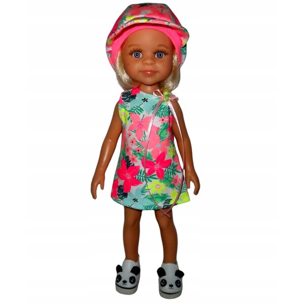 Completo abbigliamento per bambola Paola Reina 32 cm: vestito e cappellino colorati