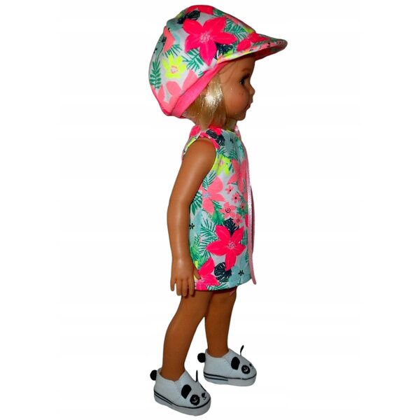 Completo abbigliamento per bambola Paola Reina 32 cm: vestito e cappellino colorati